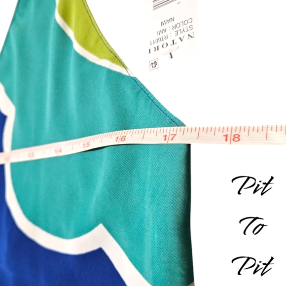 NWT Wm Natori Spaghetti Strap Tank Top SzM Whimsi Colorful Spring Vacation Silky - Picture 8 of 10